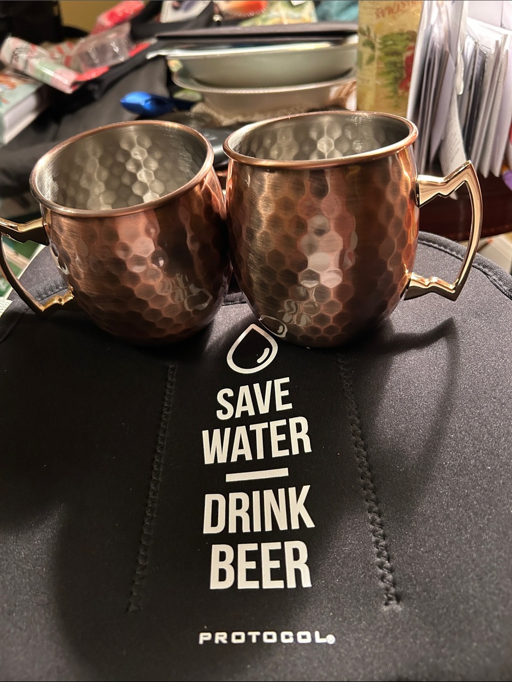 Copper -tone Set of 2 Moscow Mule Mug - Hammered Copper Finish Eco New No Box